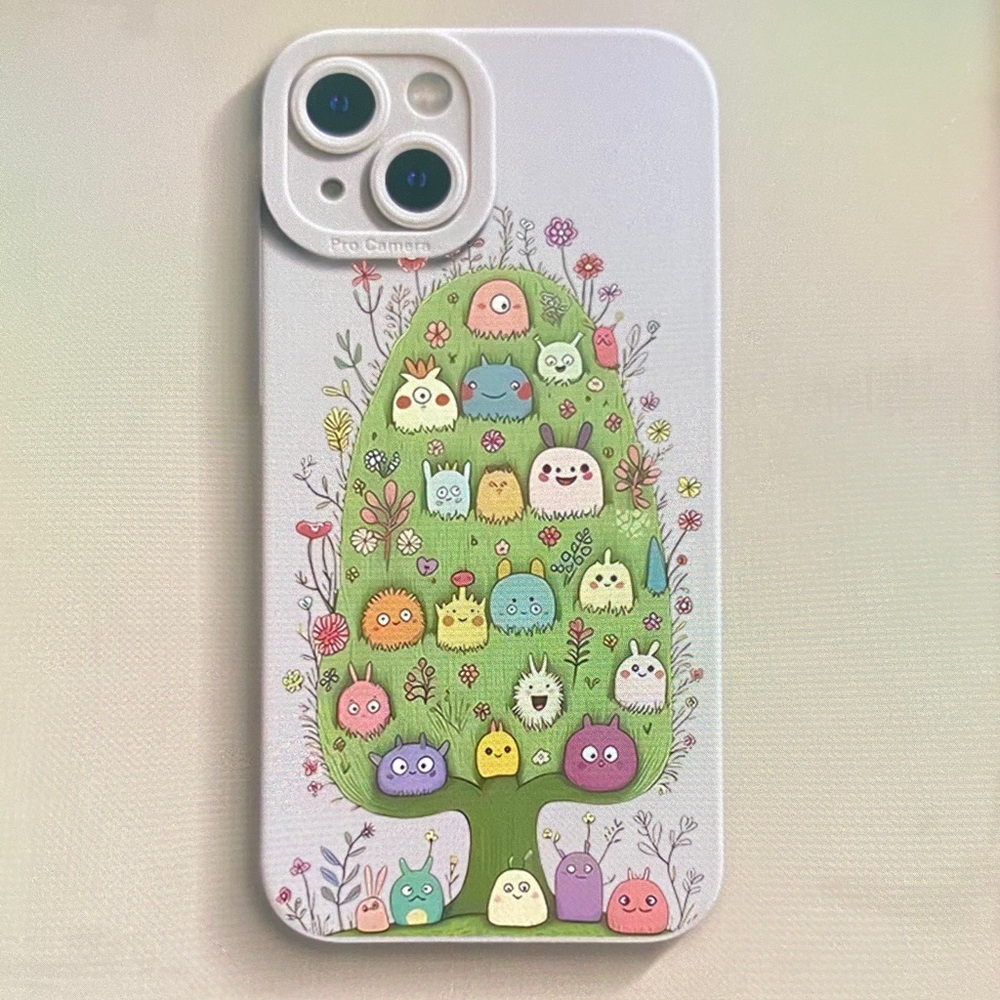 White Cute Monster Tree Phone Case - Compatible Cell Phone Accessory